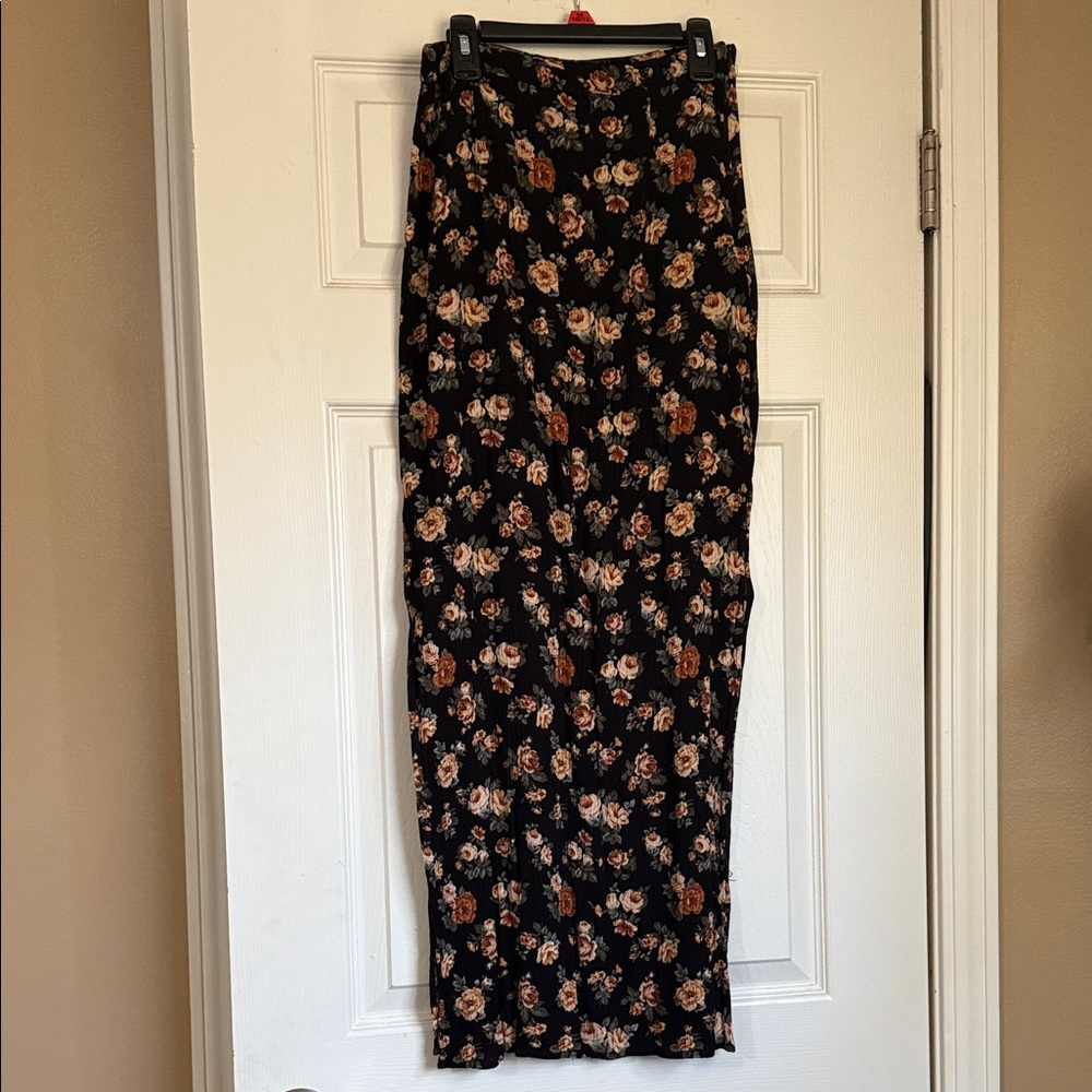 Floral Black Maxi Skirt